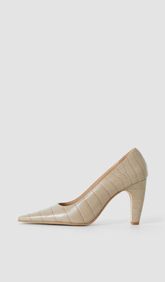 Beige Zina Patent Leather High Heel Shoes - Joseph