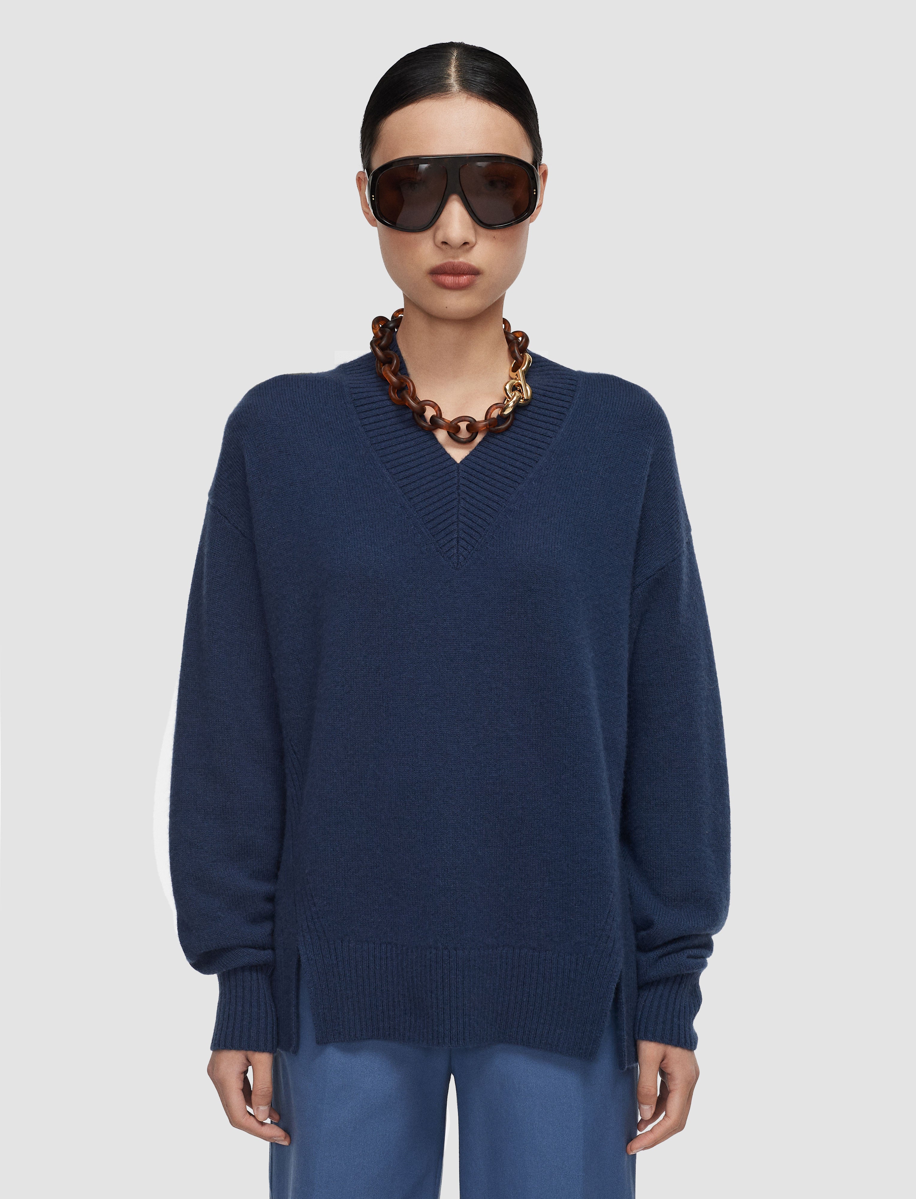 Zinnia Cloud Cashmere Jumper in Blue | JOSEPH US