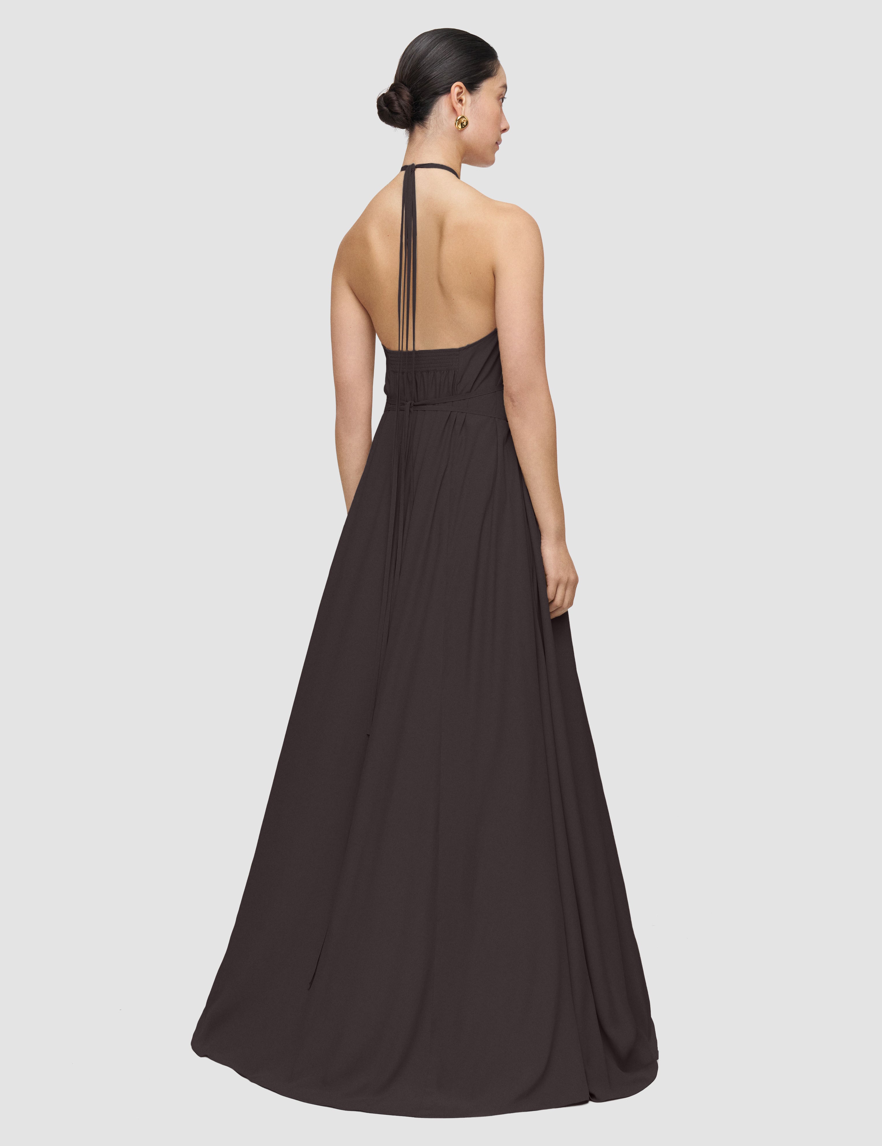 Brown Zuzi Silk Blend Crepe Dress - Joseph