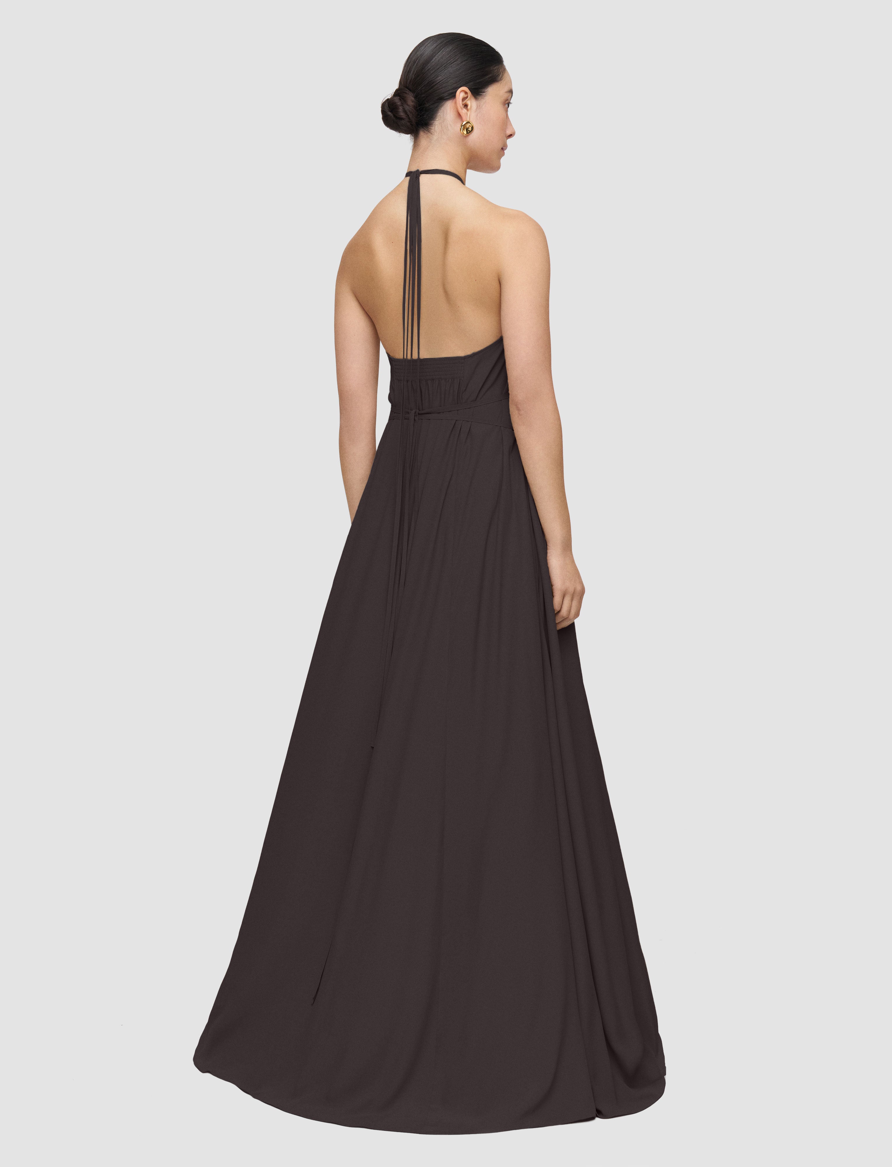 brown-zuzi-silk-blend-crepe-dress-JOSEPH