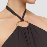 Brown Zuzi Silk Blend Crepe Dress - Joseph